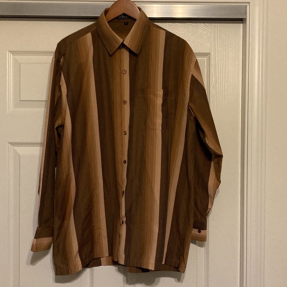 BAGAZIO Brown Long Sleeve Button Up Shirt Large
